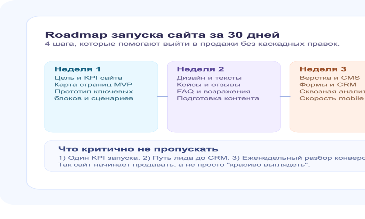 Роадмап запуска сайта для малого бизнеса за 30 дней