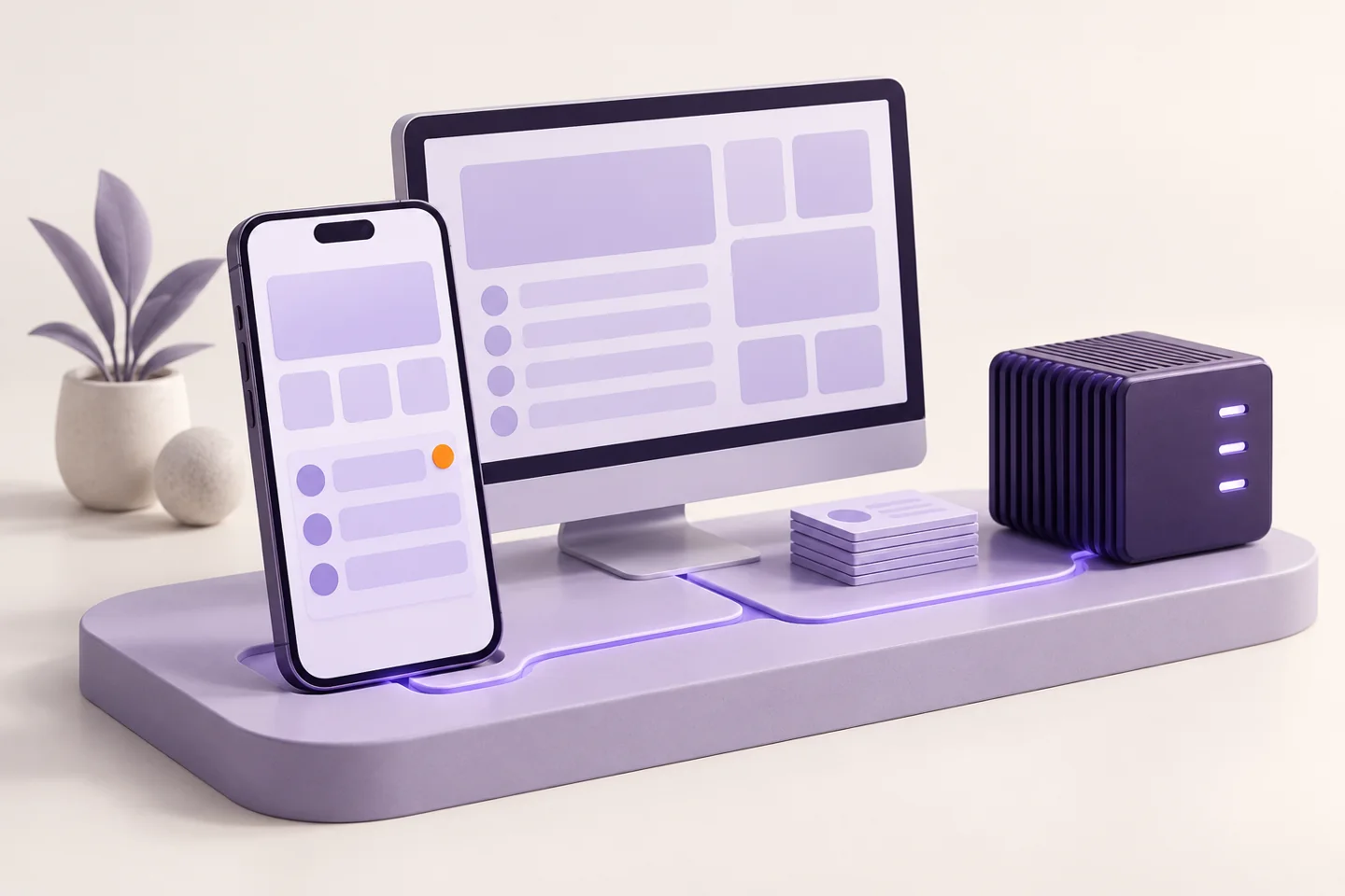 Телефон, рабочее место сотрудника и сервер соединены на общей платформе